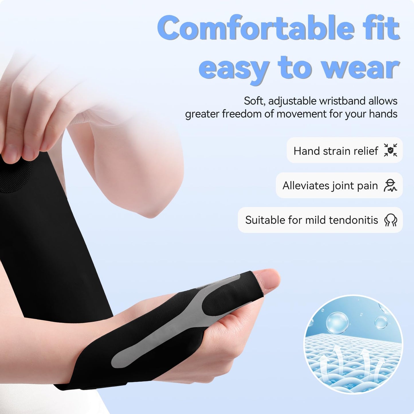 Goldeer Thumb Wrist Brace 1 Pair for Arthritis Pain Relief, Thumb Spica Splint for Carpal Tunnel, De Quervain’s Tenosynovitis & Tendinitis and TFCC, Lightweight Copper Compression Stabilizer Support for Men Women Left Right Hand（M, Black）