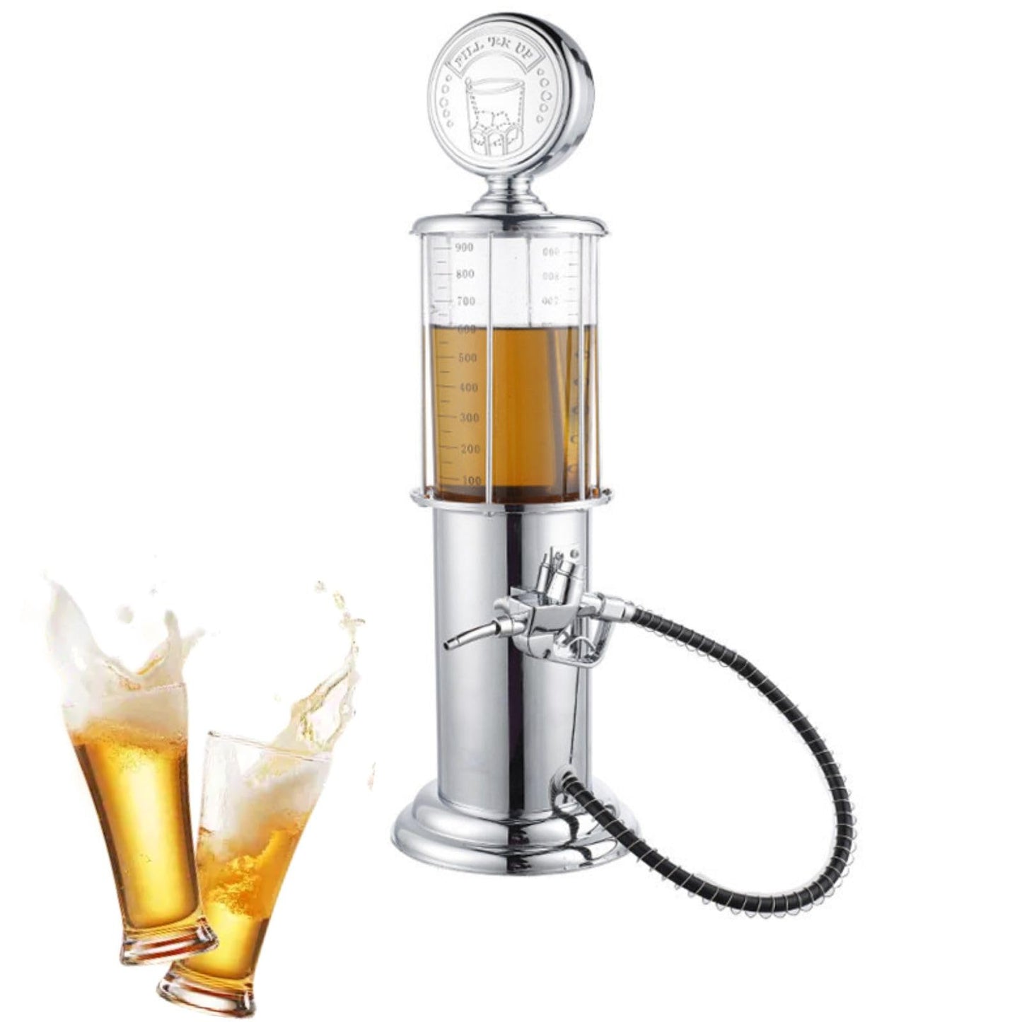 bangminda Liquor Dispenser,Beer Tower,Gas Pump for Drinks, Pump Liquor Dispenser, 1000cc Single Gun Beer Dispenserfor Scotch, Vodka, Cocktails, Non-Alcoholic Drink and More, large, Clear