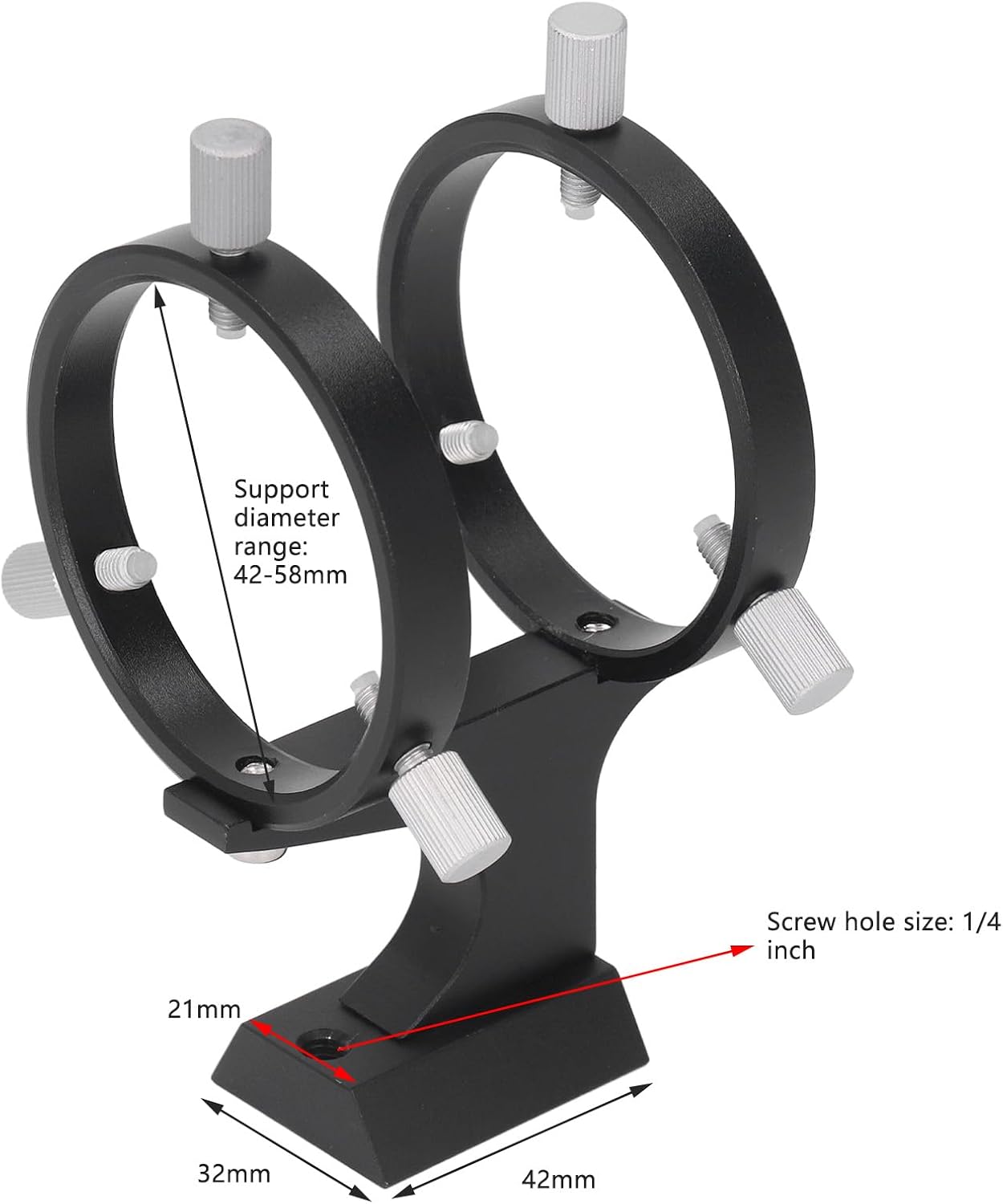 1/4 Inch Telescope Finder Scope Mount, Adjustable Bracket with Fixing Ring and Screw for Astronomical Telescopes