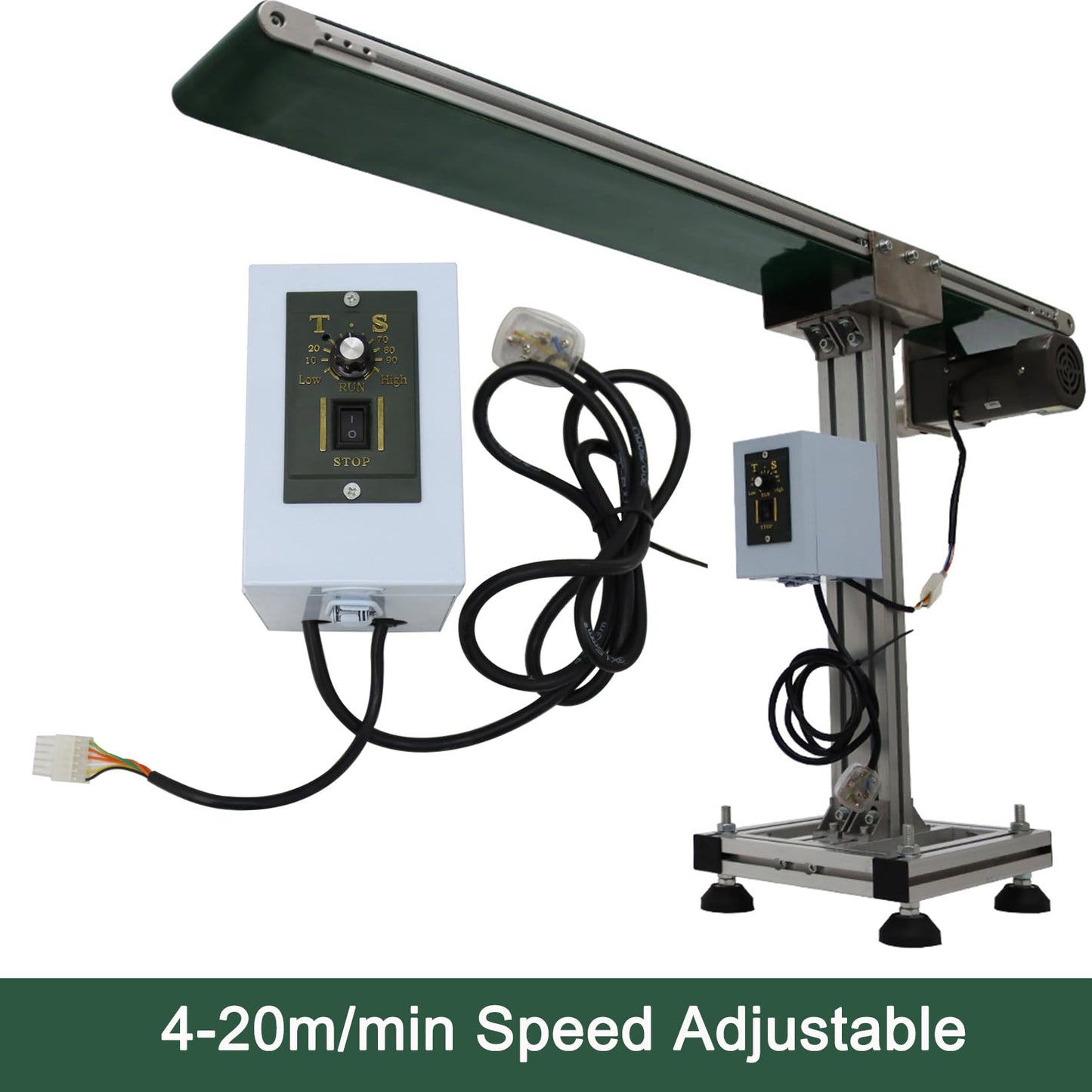 HayWHNKN Electric Conveyor Belts Systems 47x5.9inch Belt Conveyor Singel Row Leg Adjustable Speed PVC Belt Aluminum Frame