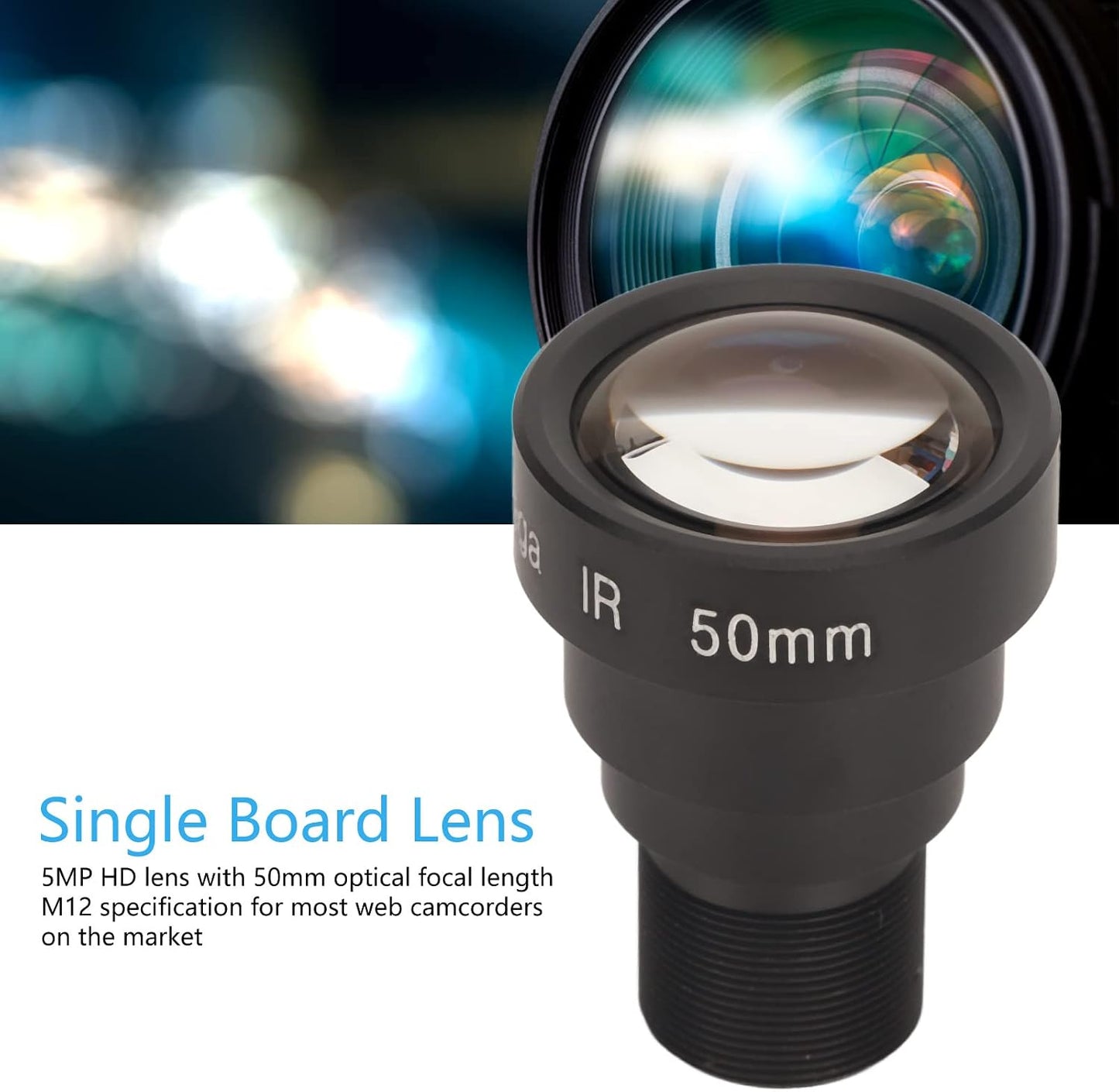 Cyrank 50mm 5MP M12 Single Board Lens HD Interface Aluminum Alloy HD Single Board Lens for CCTV Security Web Camera