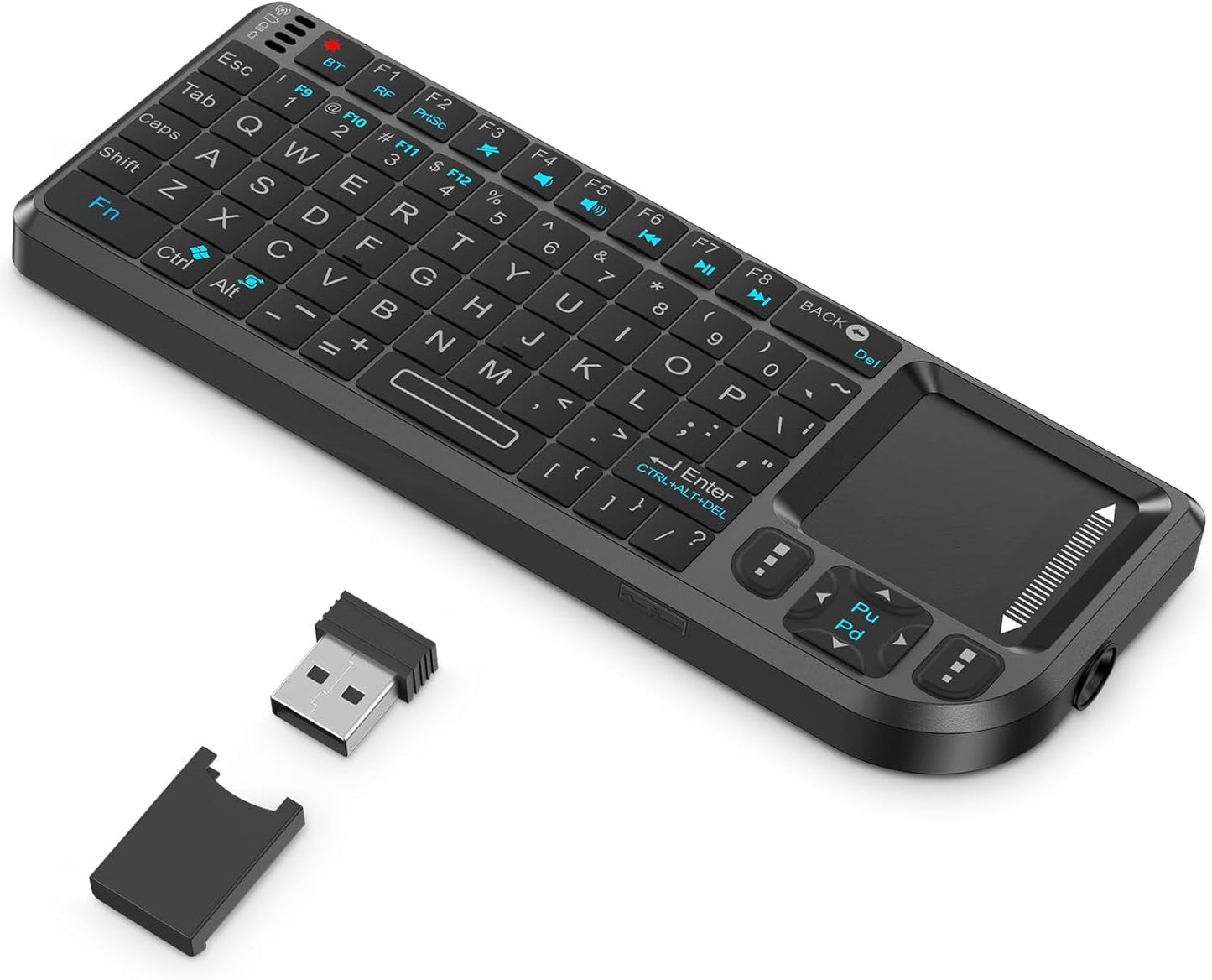 Burhoo 2.4G Mini Keyboard with Touchpad, Mini Bluetooth Keyboard, Ultra-Thin Handheld Wireless Portable, Suitable