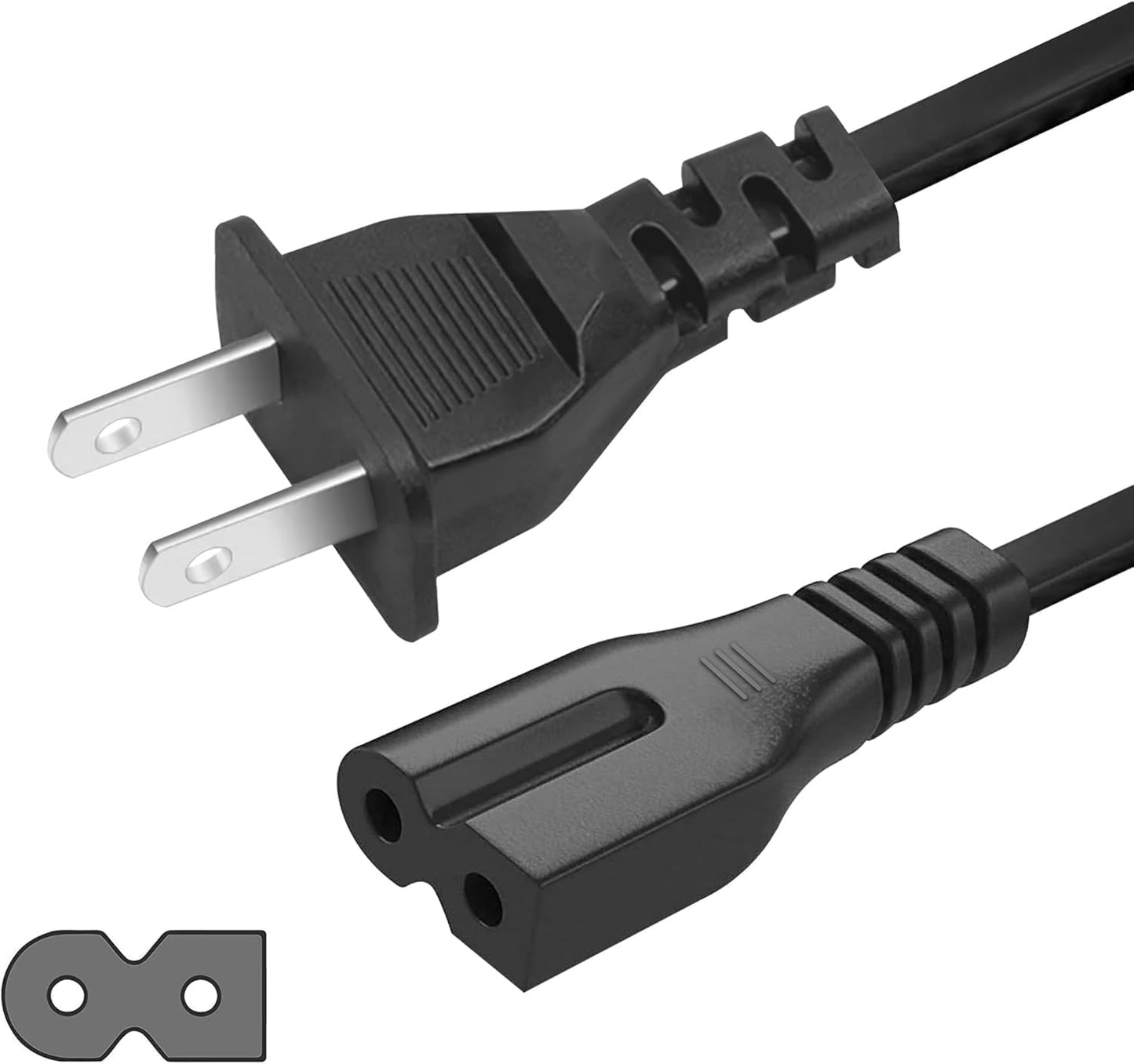 BRENDAZ (5-Pack) C7 2 (6-Feet) Polarized Power Cord, Prong AC Power Cable, Compatible with Vizio D, E, M Series HDTV
