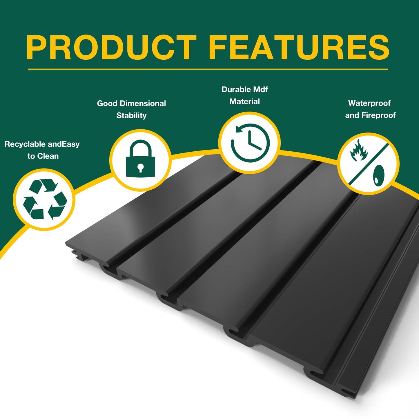 Yuzzy Slat Wall Paneling 4 x 8ft, Garage Slatwall Panel Wall Storage Systems, Heavy Duty PVC Garage Wall Organization (Black)