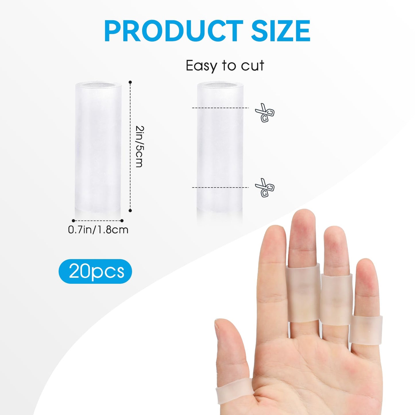 salbsever 20 Pcs Finger Sleeves Protectors Silicone Finger Sleeve Gel Finger Sleeve Protectors Finger Covers Cushions and Protects Rubber Finger Shields Provide Relief forCracked Finger