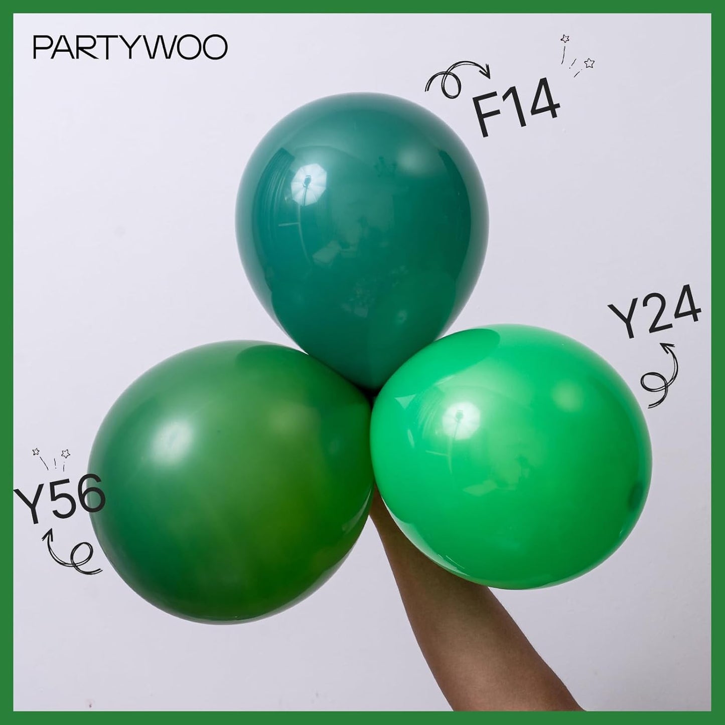 PartyWoo Dark Green Balloons - 100 Pcs in Various Sizes for Jungle Birthday & Graduation Decor | Emerald Green