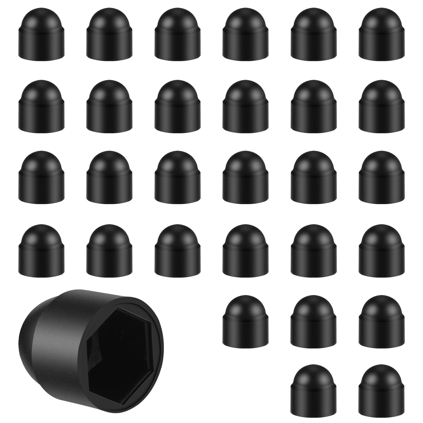 30 PCS M8×13mm Hex Head Bolt Covers Caps Bolts and Nuts Dome Plastic Protective Cap Black Hexagonal