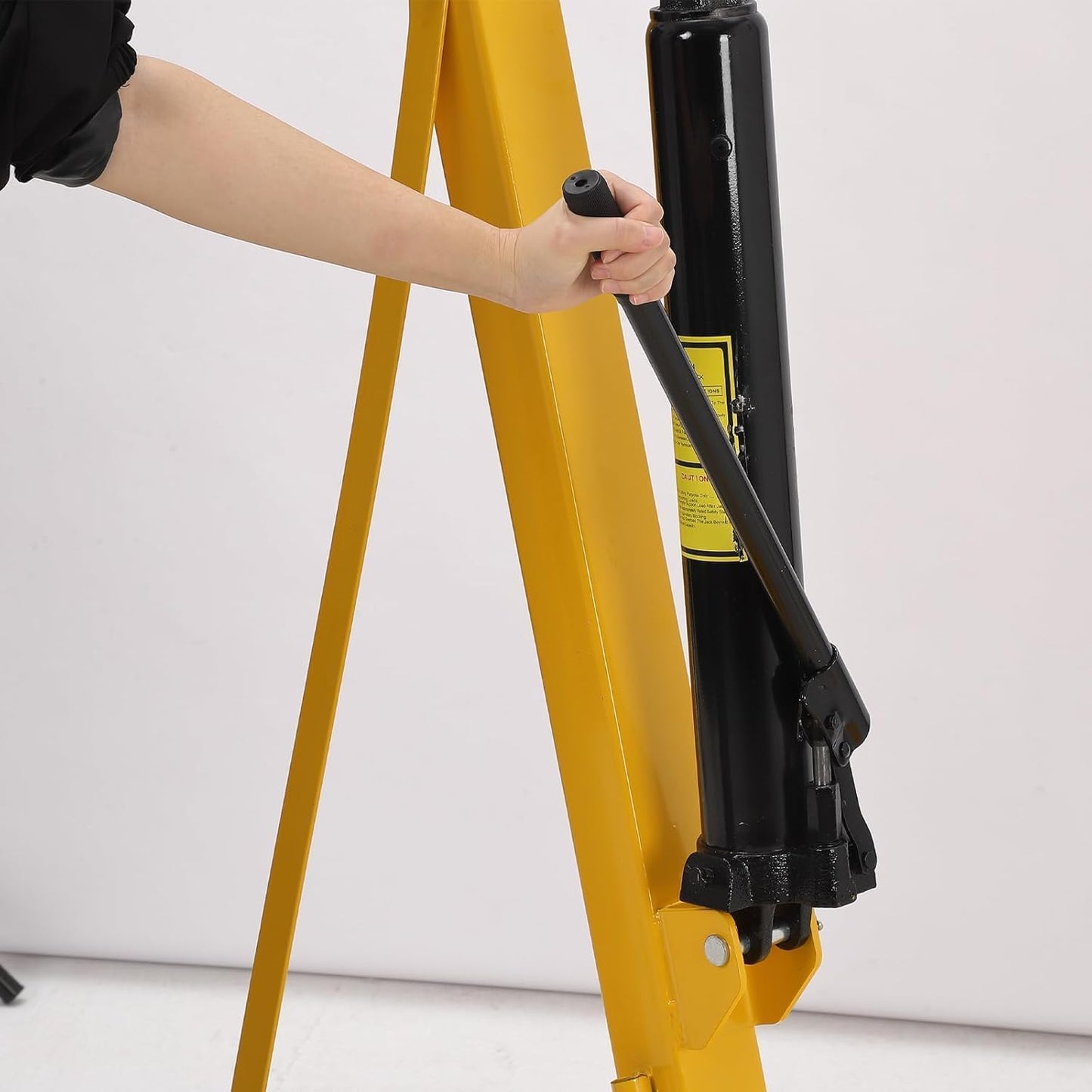 GarveeHome 2 Ton Cherry Picker Engine Hoist, Heavy Duty Folding Hydraulic Crane with 6 Casters & Lever for Auto Repair, Garage & Workshop, Yellow