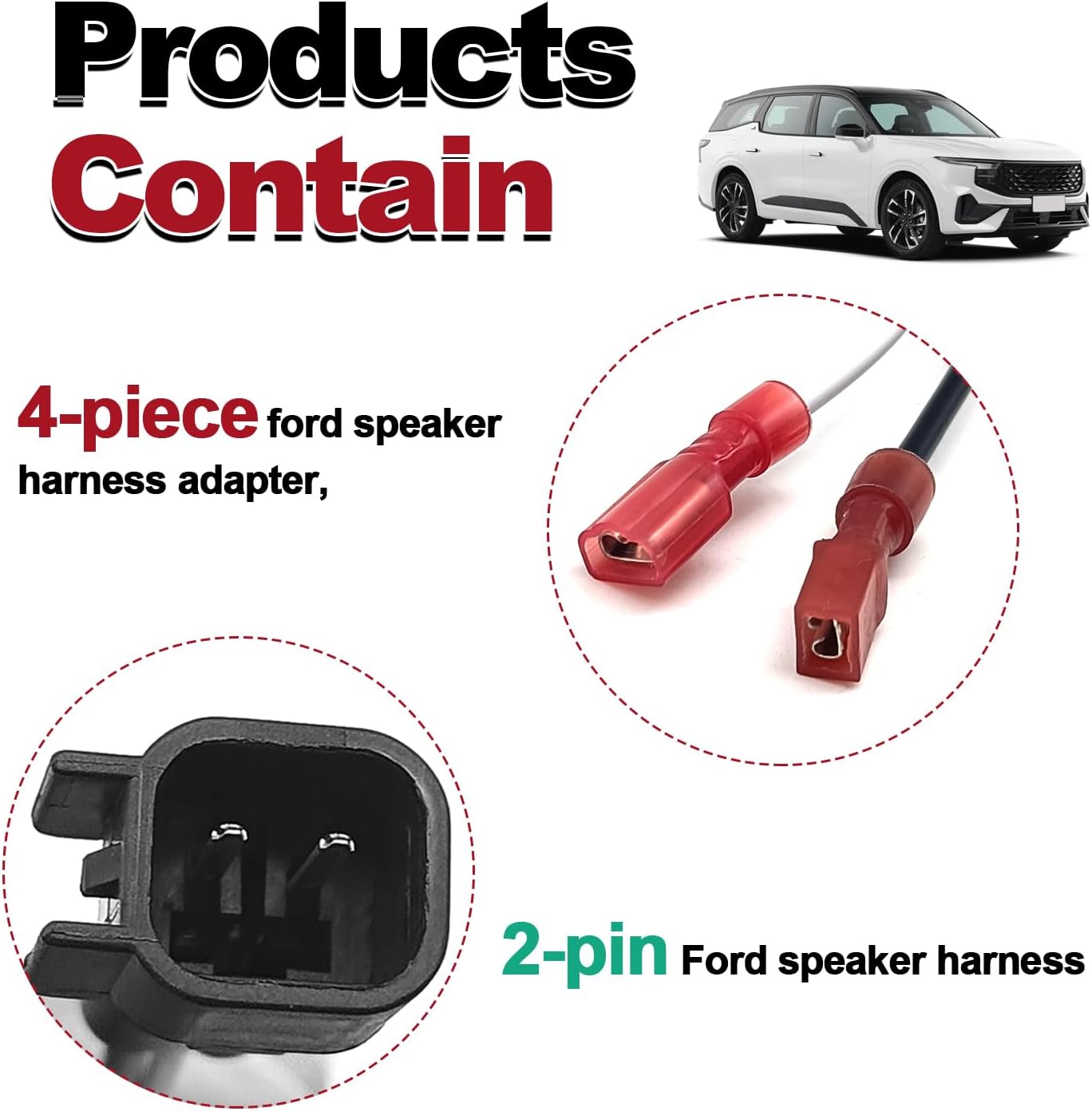BSAMZO 4Pcs 72-5600 F150 F250 Speaker Harness - Car Front Rear Door Speaker Wire Harness Replacement for Ford Escape