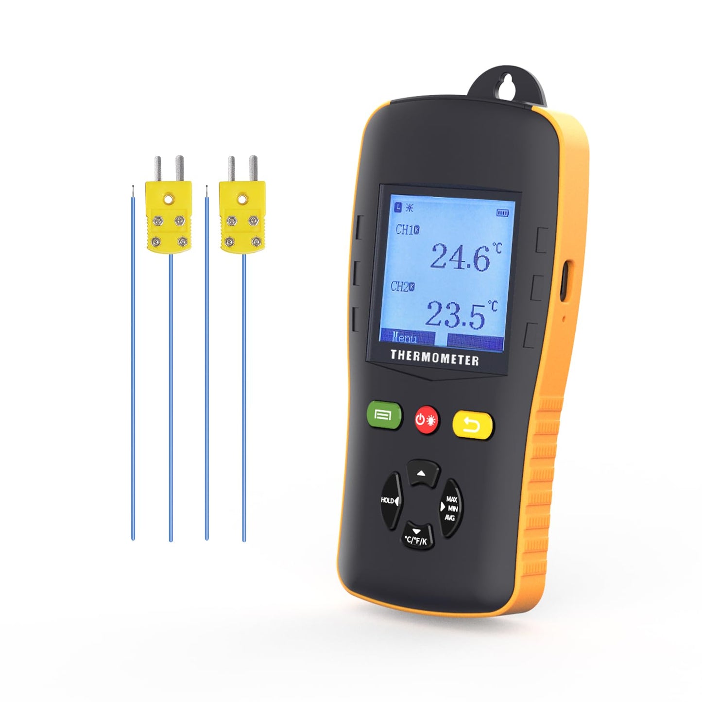 Tzone Thermocouple Thermometer Dual Probes Thermocouple Data Logger for K/T/J Sensor Dual Channel Temperature Datalogger USB, Digital Temp Recorder with 61440 Recordings for HVAC Lab Industrial Oven