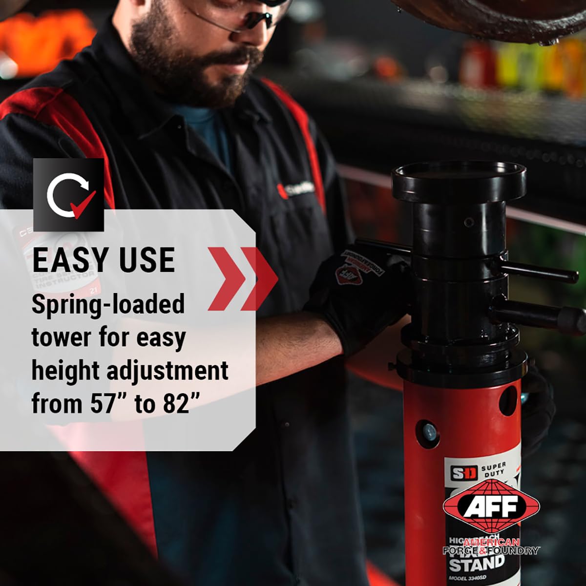 AFF 16.5 Ton Fixed High Truck Stand - Adjustable Height Vehicle Lift- Super Heavy Duty