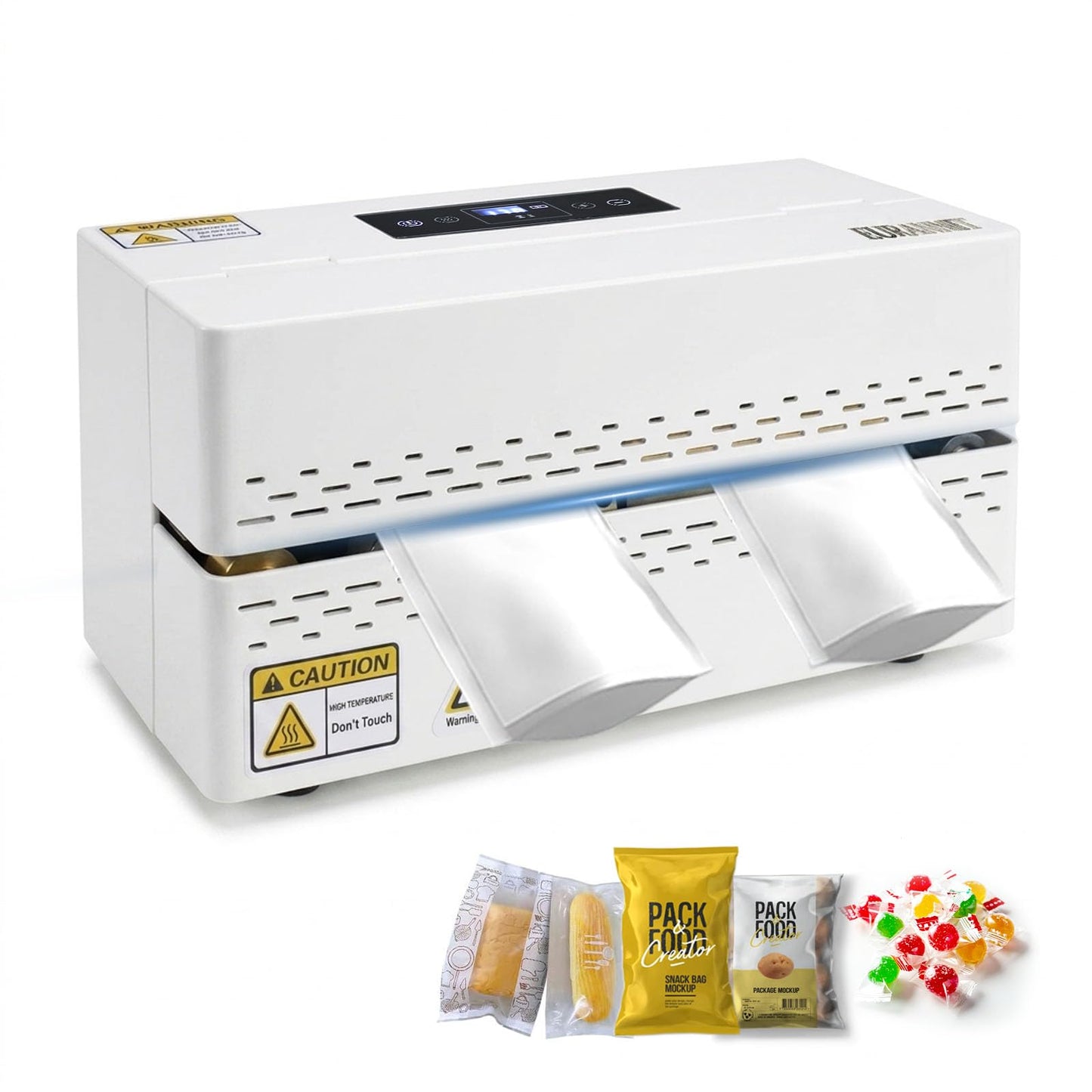 Eurannit Heat Sealer Machine, Automatic Continuous Band Sealer with Digital Temperature Control, Horizontal Bag Sealer for Packing Bags, Desktop White
