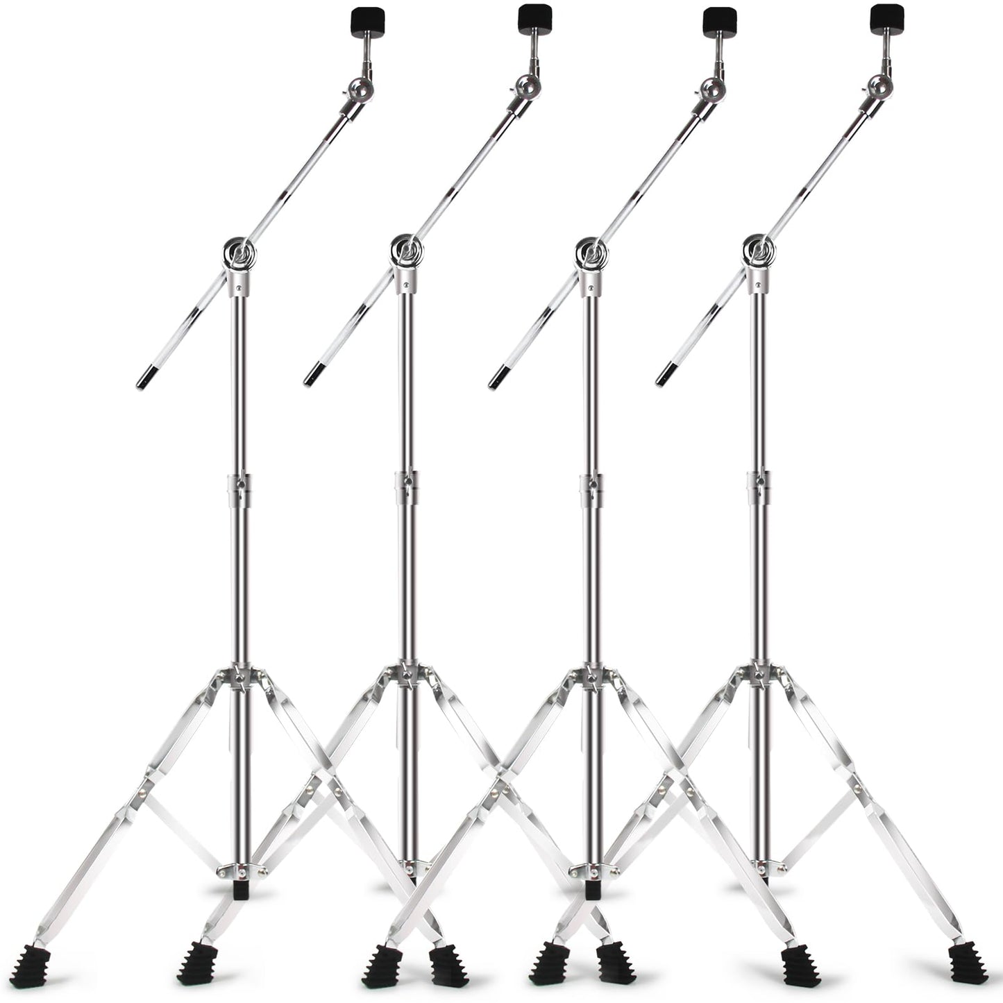 Seteol Boom Cymbal Stand, Adjustable Cymbal Stand for Drum Hardware Percussion Mount Holder Gear Set for Mounting Crash, Ride, Splash Cymbals, Double Braced Legs with Rubber Feet (4 Pack)