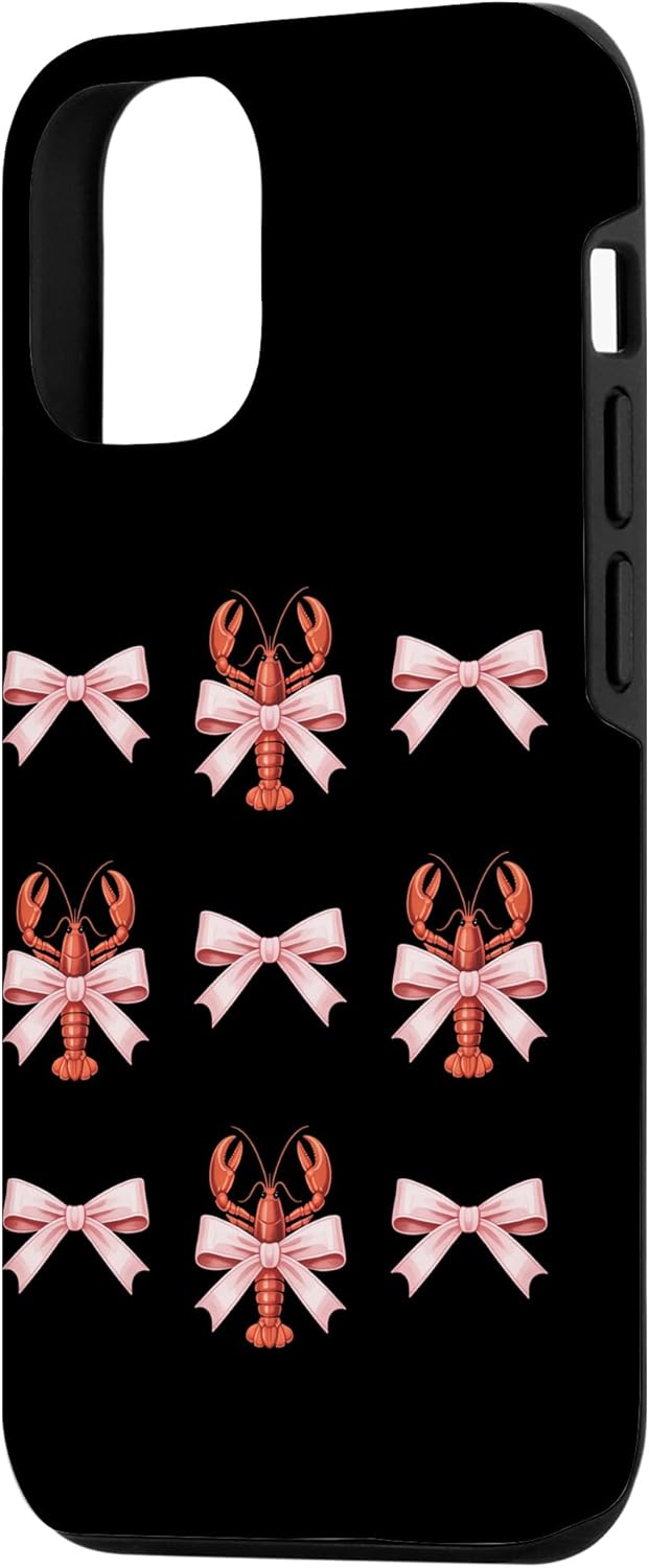 Crawfish Pink Coquette Bow Youth Women Girls Teens 12/12 Coquette Bow Aesthetic Cute Crawfish Lobsters Girls Women Case