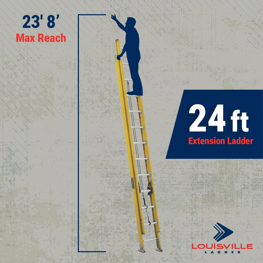 Louisville Ladder 16-Foot Fiberglass Extension Ladder, 375-Pound Load Capacity, Type IAA, FE4224HD