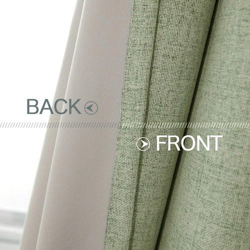 MIULEE Blackout Thermal Insulated Curtains - Linen Texture Sage Green Drapes | 52x120 Inch (2 Panels)