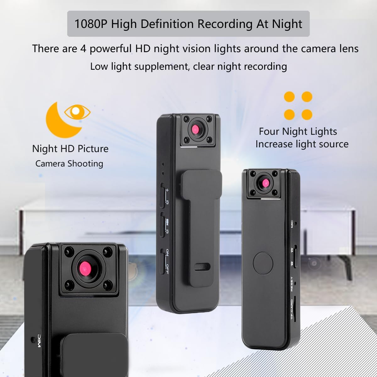 WAONIQ 32g 1080p 180 500mAh Body Cameras with Audio and Video Recording, HD Wearable Camera with Night Vision