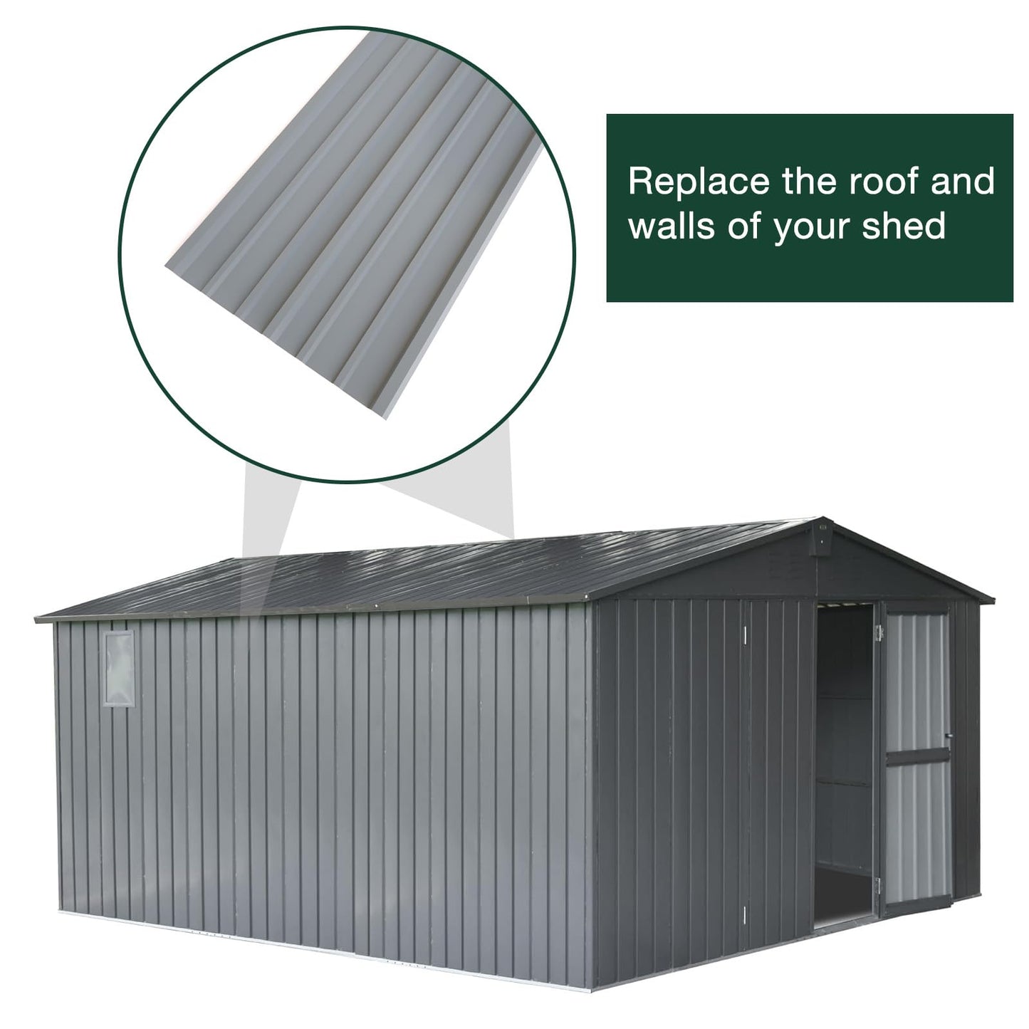 NeatiEase 10 Pcs Metal Roofing Panels, 6.1 Feet Corrugated Galvanized Roofing Panels Metal Siding Panels with Steel Screws for Pergola, Gazebo, Shed, Outdoor Storage, Chicken Coop, Patio,Garages