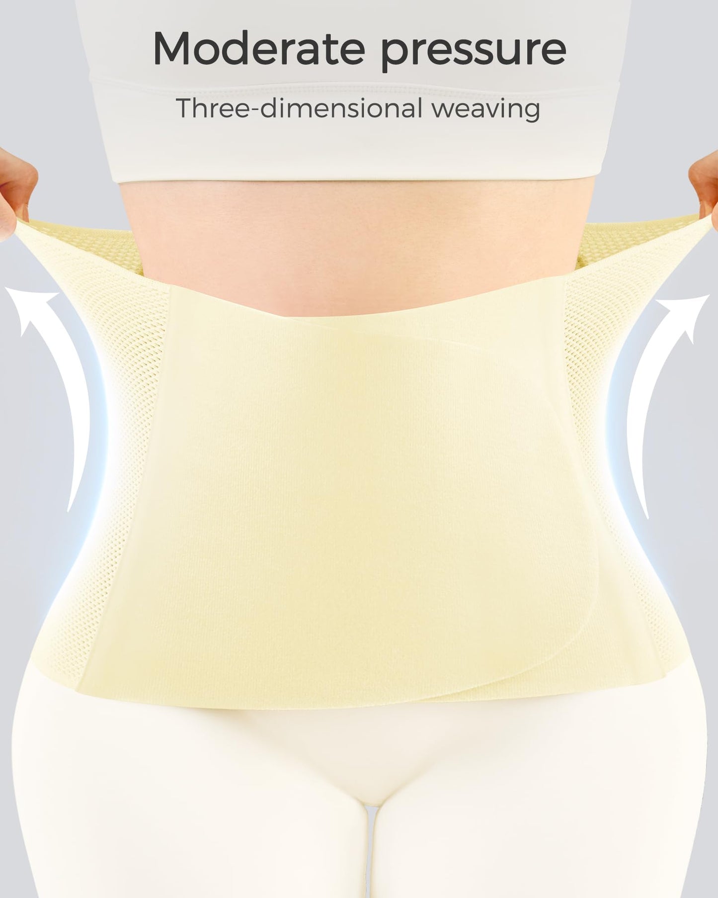 FREETOO Abdominal Binder for Women,Postpartum Belly Band Wrap for C-Section Recovery,Belly Binder Post Partum with Adjustable Compression,Soft Postpartum Belt with Ergonomical Back Support,XS,Cream
