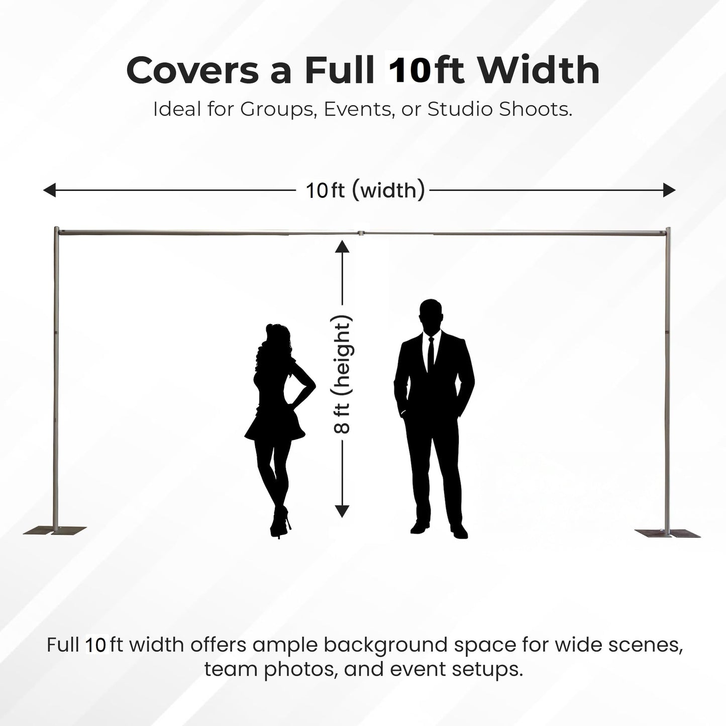OnlineEEI 8 Foot Tall Fixed Height Portable Pipe and Drape Backdrop Kit 8ft x 10ft (No Drapes)