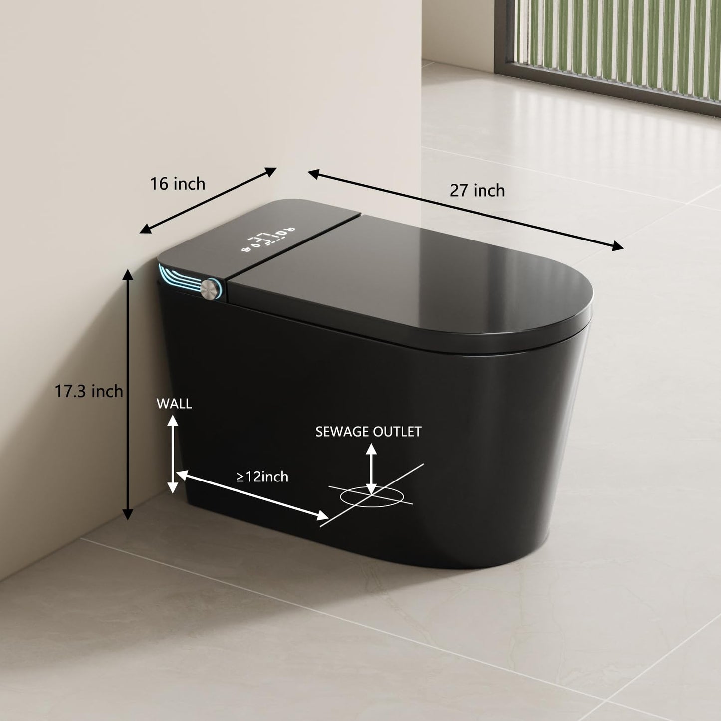 BONSAM Smart Toilet with Auto Open/Close Lid, Modern Toilet with Bidet Built In, Foam Shield, Auto Flush, Warm Water&Dryer, Self-Cleaning Heated Seat Toilet with Remote Control for Seniors & Families.