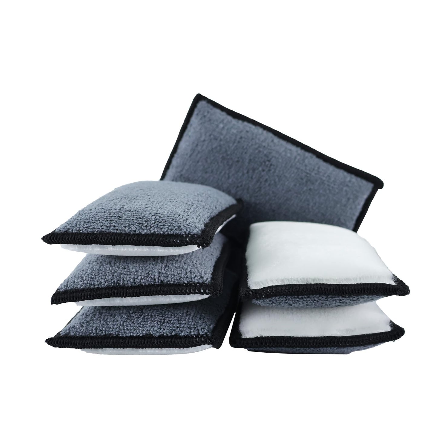 ANTSHINY Car Interior Scrubbing Sponge, Microfiber Car Wax Applicator Scrubber Pad, Car Detailing Microfiber Interior Scrub Pad,Washing Sponges for Car, Boat, Wood, Marble and Motorcycle - 6pcs (gray)