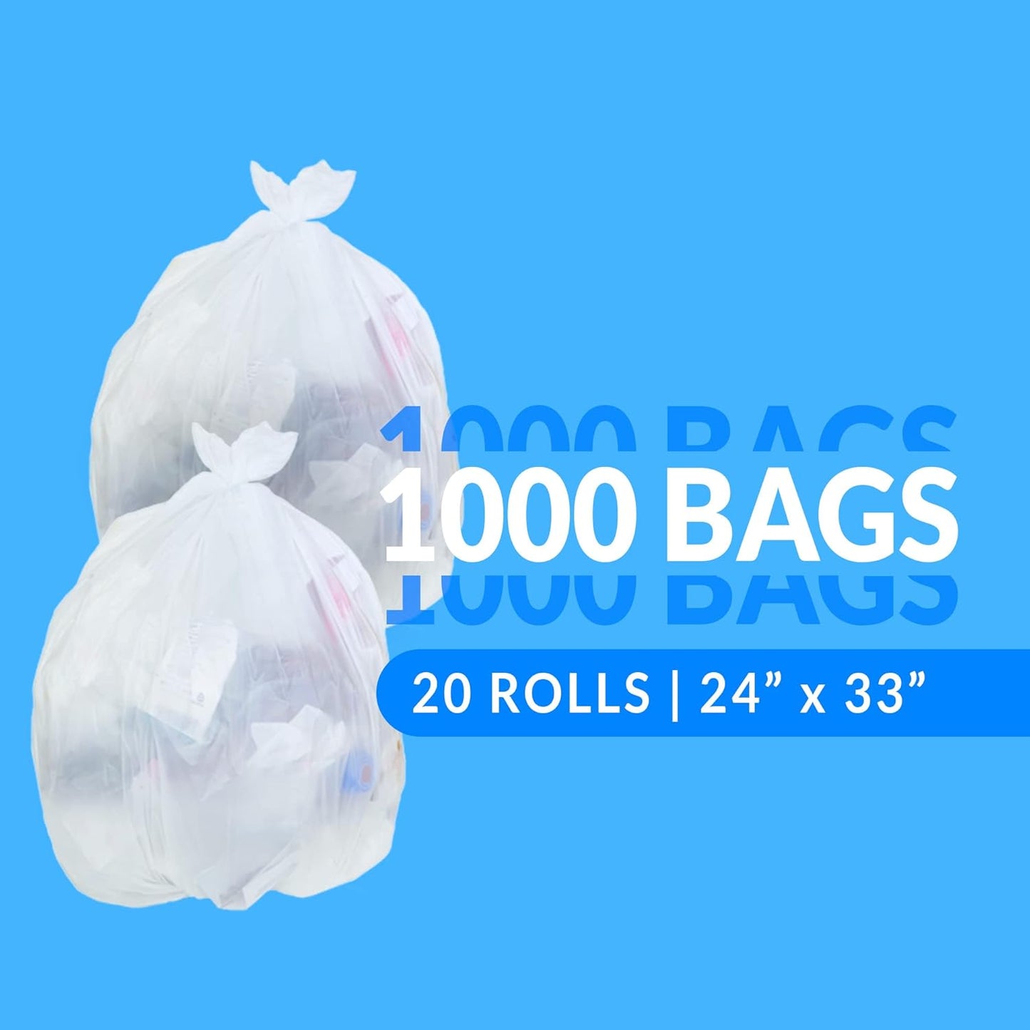 Reli. SuperValue 13 Gallon Trash Bags - 1000 Count Bulk | Clear Tall Kitchen Can Liners