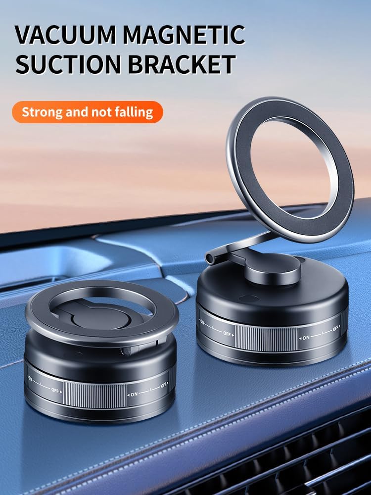 Caiwongtech 360 Vacuum Magnetic Suction Phone Holder, Rotatable Foldable Retractable Hands-Free Suction Cup Phone Mount