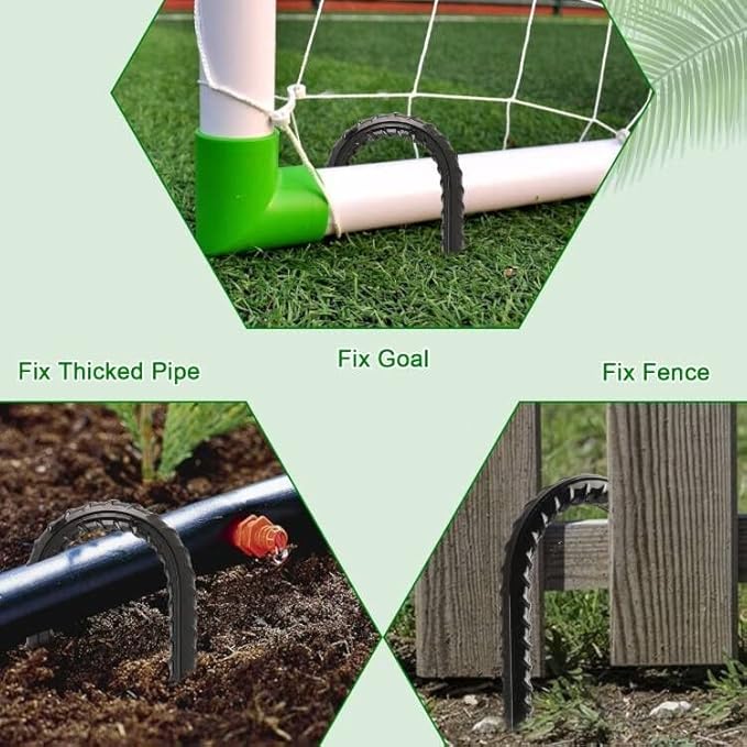 FEED GARDEN 12 Inch 16 Pack Rebar Stakes Heavy Duty J Hook, Galvanized Ground Stakes Tent Stakes Steel Ground Anchors, Chain Link Fence Stakes, Trampoline Stakes, Black