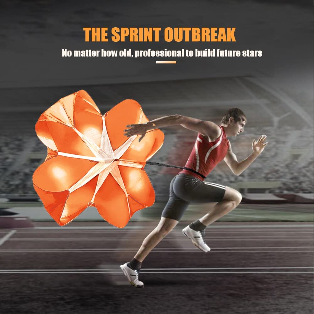 Nusogon Speed Parachute for Running Training - 56" Resistance Parachute for Athletes & Youth - Track and Field Accessories, Football & Soccer Gear with Velcro Belt