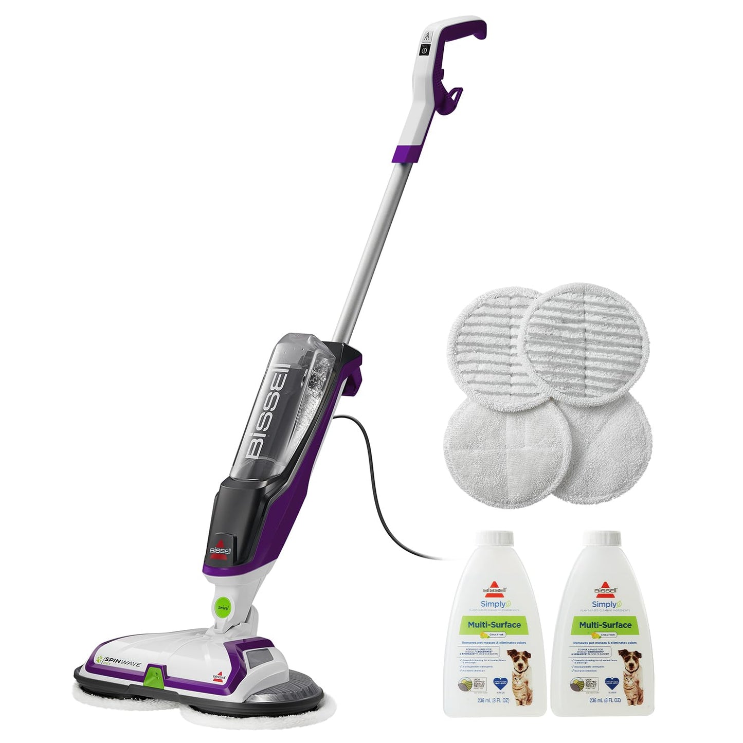 Bissell SpinWave Pet Hard Floor Corded Spin Mop, Electric Floor Cleaner with Washable Pads for Stain Removal on Sealed Hard Floors, 20399