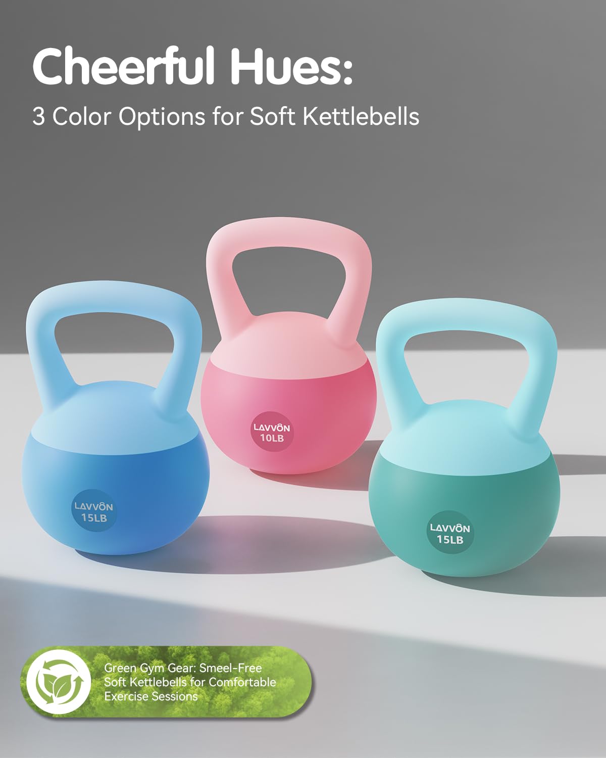 Soft Kettlebell - Cushioned Impact-Resistant Base and Anti-Slip, Kettle bell Anti-Slip Grip Weight for Home Workouts, Safe Strength Training Kettlebells Sets for Women & Men, With Non-slip Gloves (Green, 15 LB)