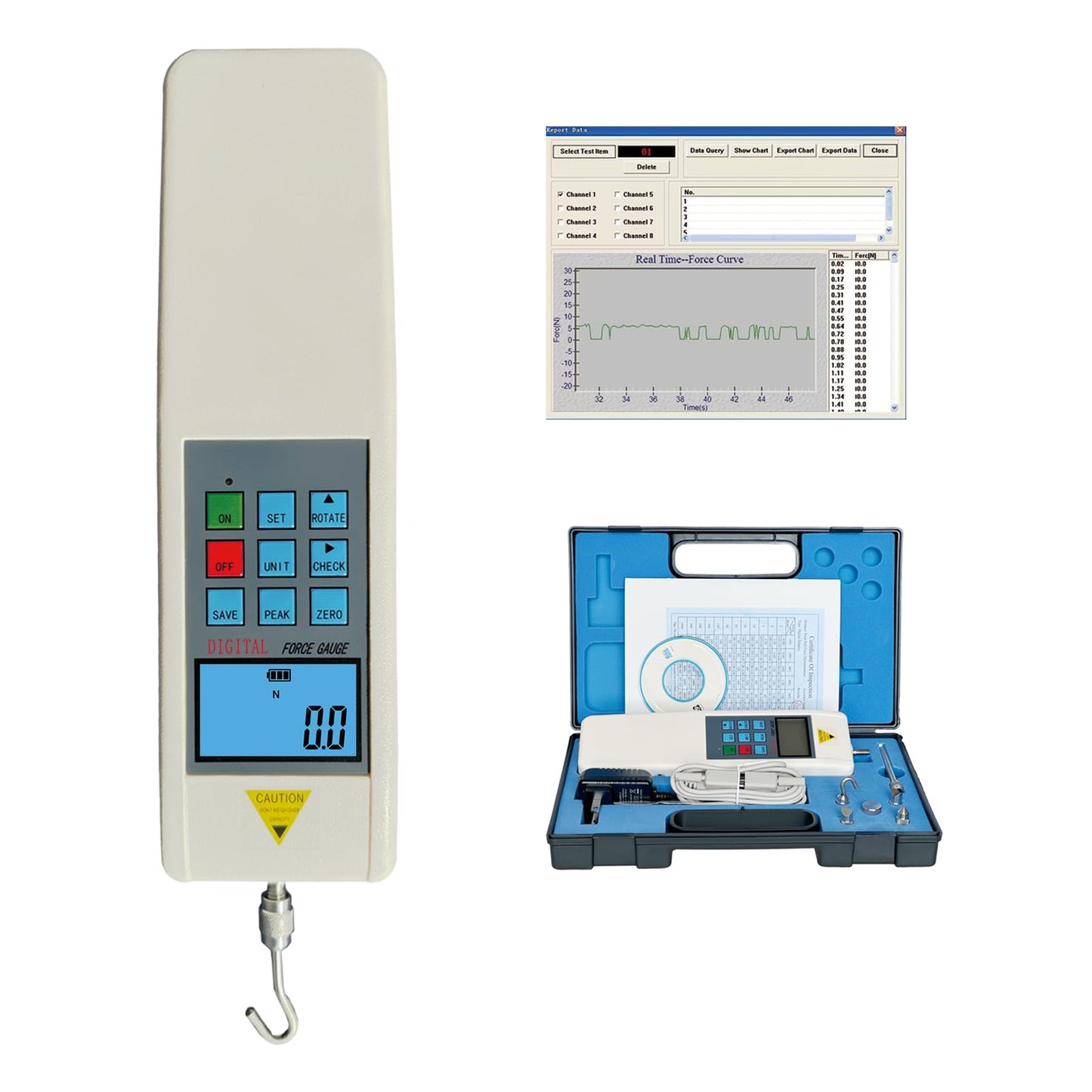 HF-200 Digital Force Gauge Push Pull Gauge Meter 200N with RS232 Cable HF-200N
