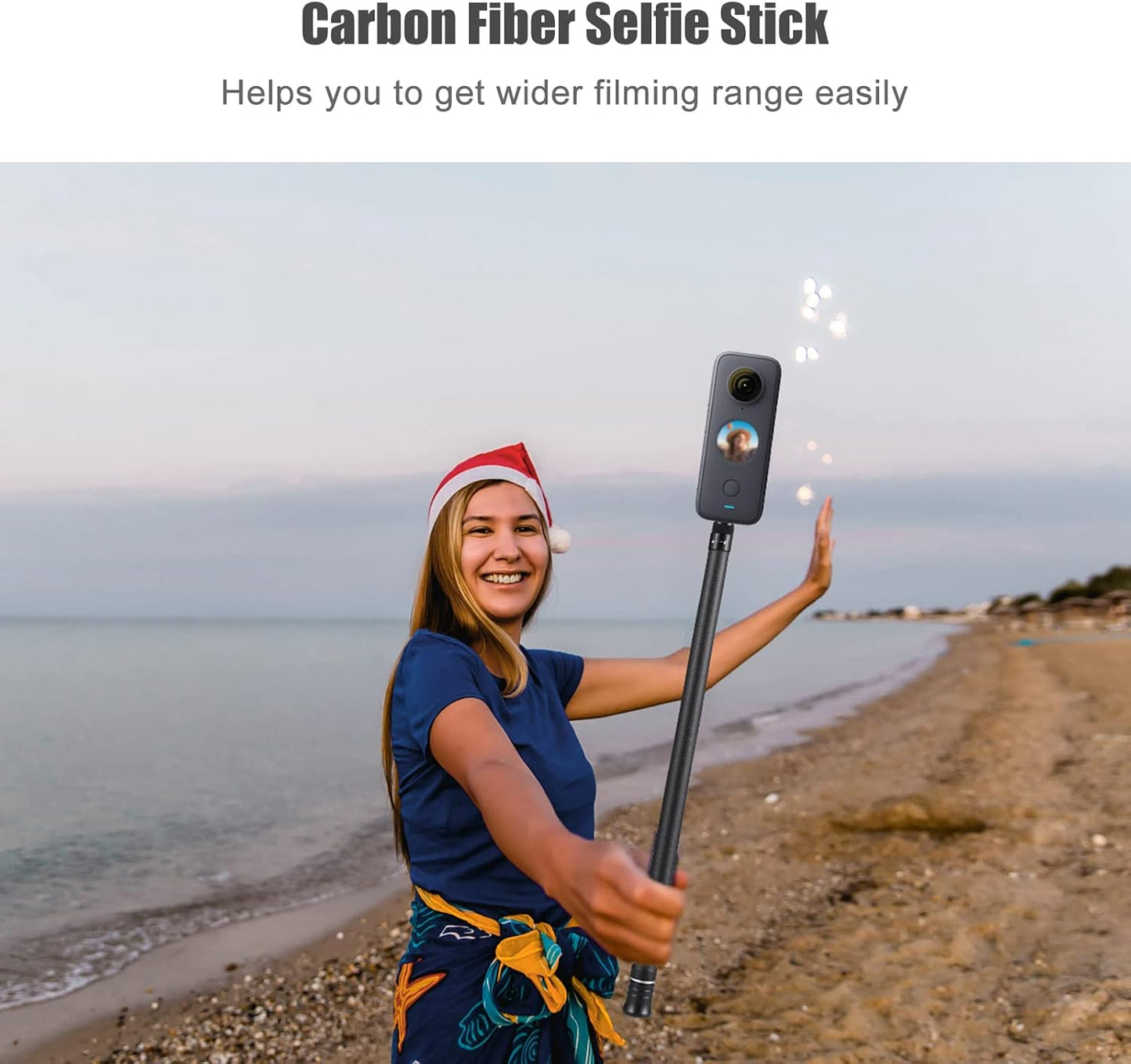 Andoer 1/4 Inch 36cm-150cm/14.2in-59in X2/ X3 Portable Selfie Stick Carbon Fiber Stand Camera Bracket Screw Mount