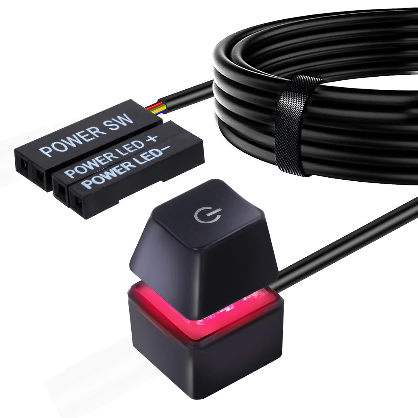 2M Reset 1.5cm Case-M20 External PC Power Switch with Cable, Mini Computer Power Button with Switch & RGB Gradient