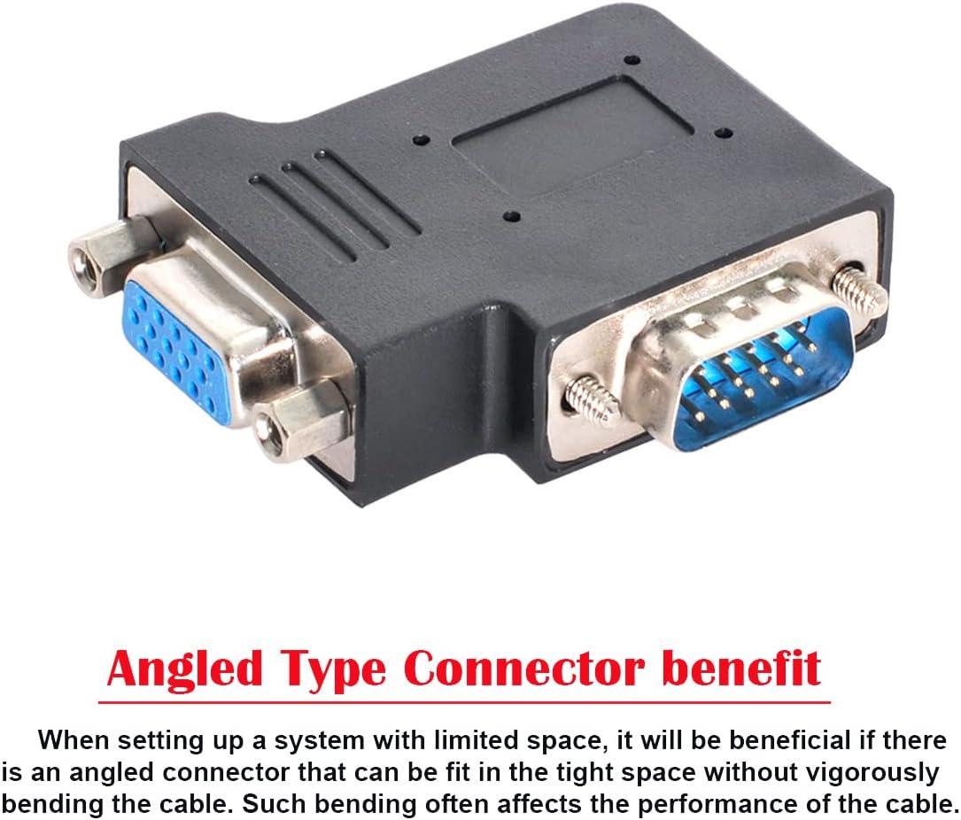 chenyang HDB15Pin 90 VGA Connectors,VGA SVGA D-Sub Male to Female Degree Left Angled Gender Changer Video Graphics