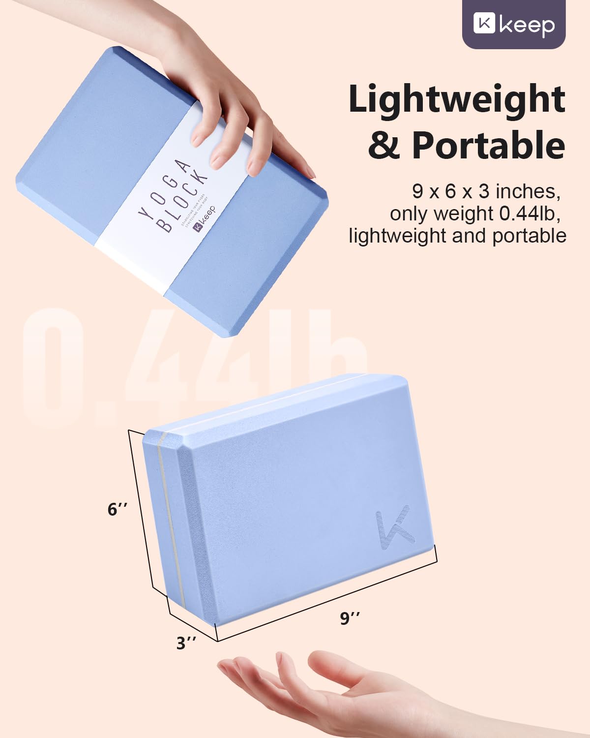 Yoga Block, High Density EVA Foam Blocks for Yoga, Pilates, Meditation, Aid Balance, Support and Deepen Poses - Non-Slip Lightweight Durable(2-Pack-Light blue)