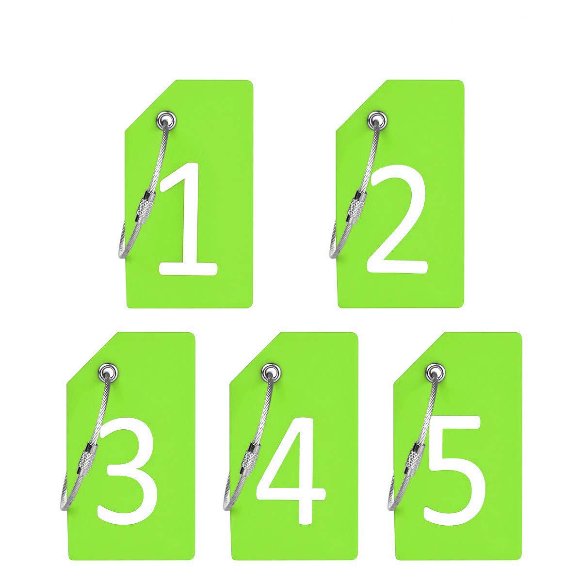 Silicone Luggage Tag with Name ID Card and Digit Number Showed 1-5 Green