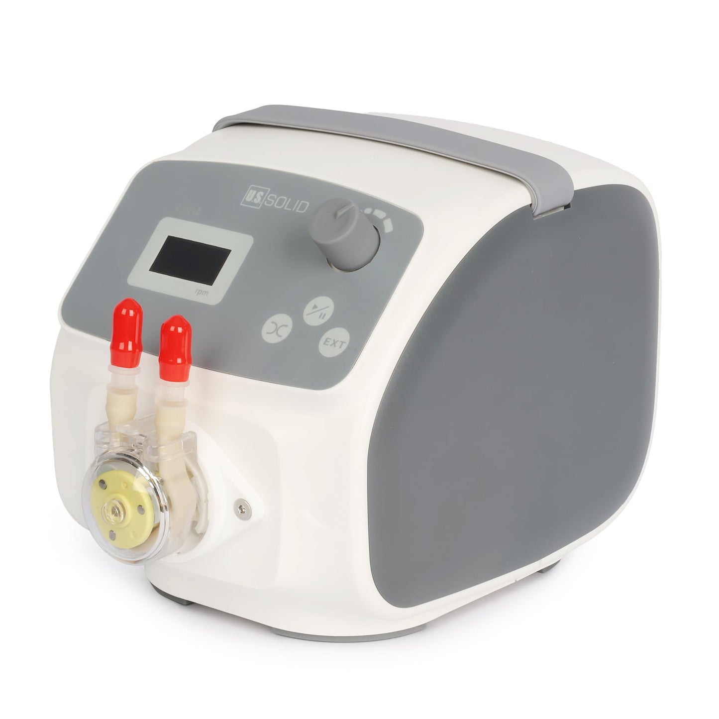 U.S. Solid Lab Peristaltic Pump, Compact Single Channel Dosing Pump with OLED Display, Adjustable Speed 0.1–150 RPM, Flow Rate 0.004–63.96 mL/min, Reversible, External Control for Laboratory Use