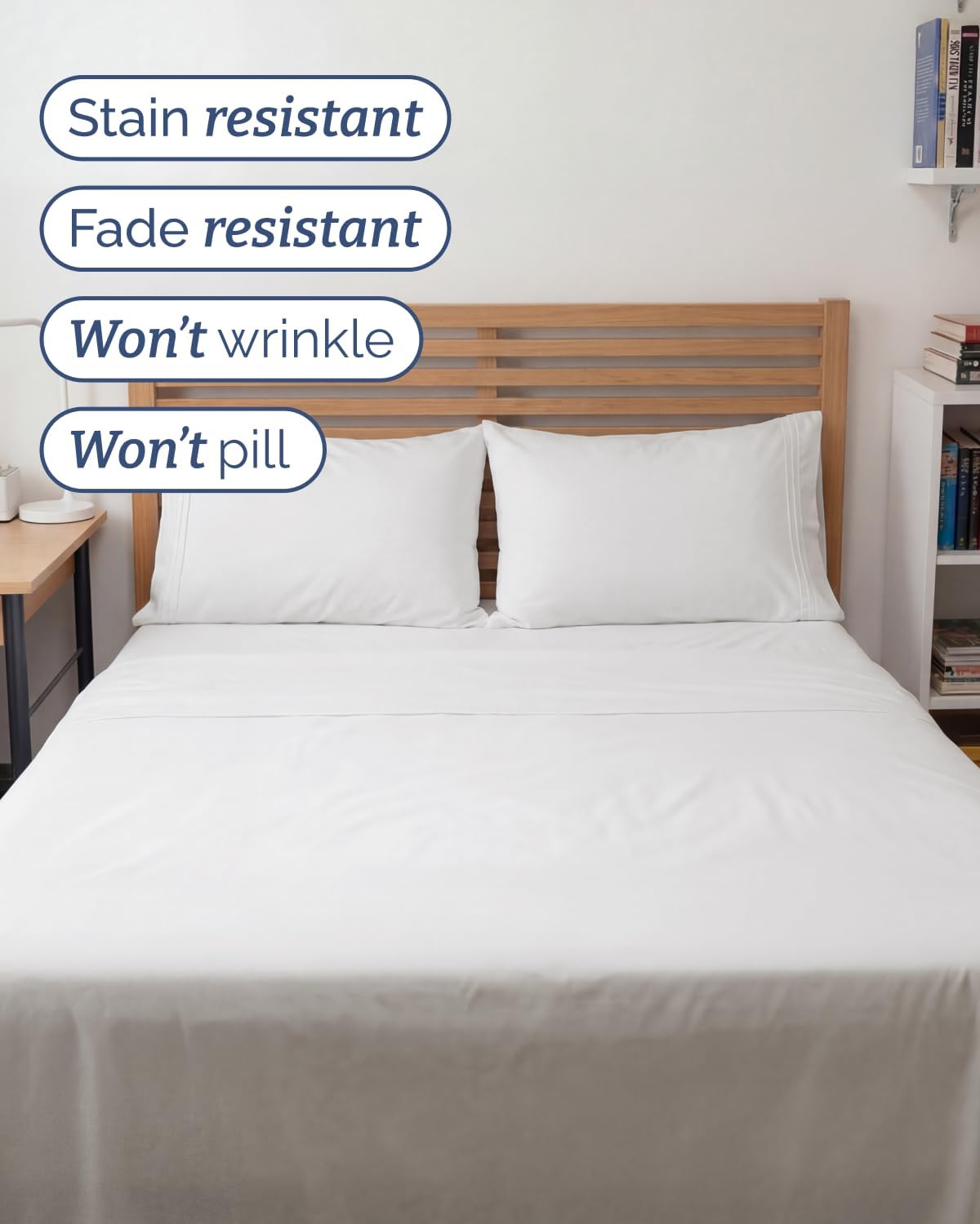 Skiennix Full XL Bed Sheet Set - Soft, Breathable & Cooling 4-Piece Luxury Bedding - Deep Pockets, Antique White
