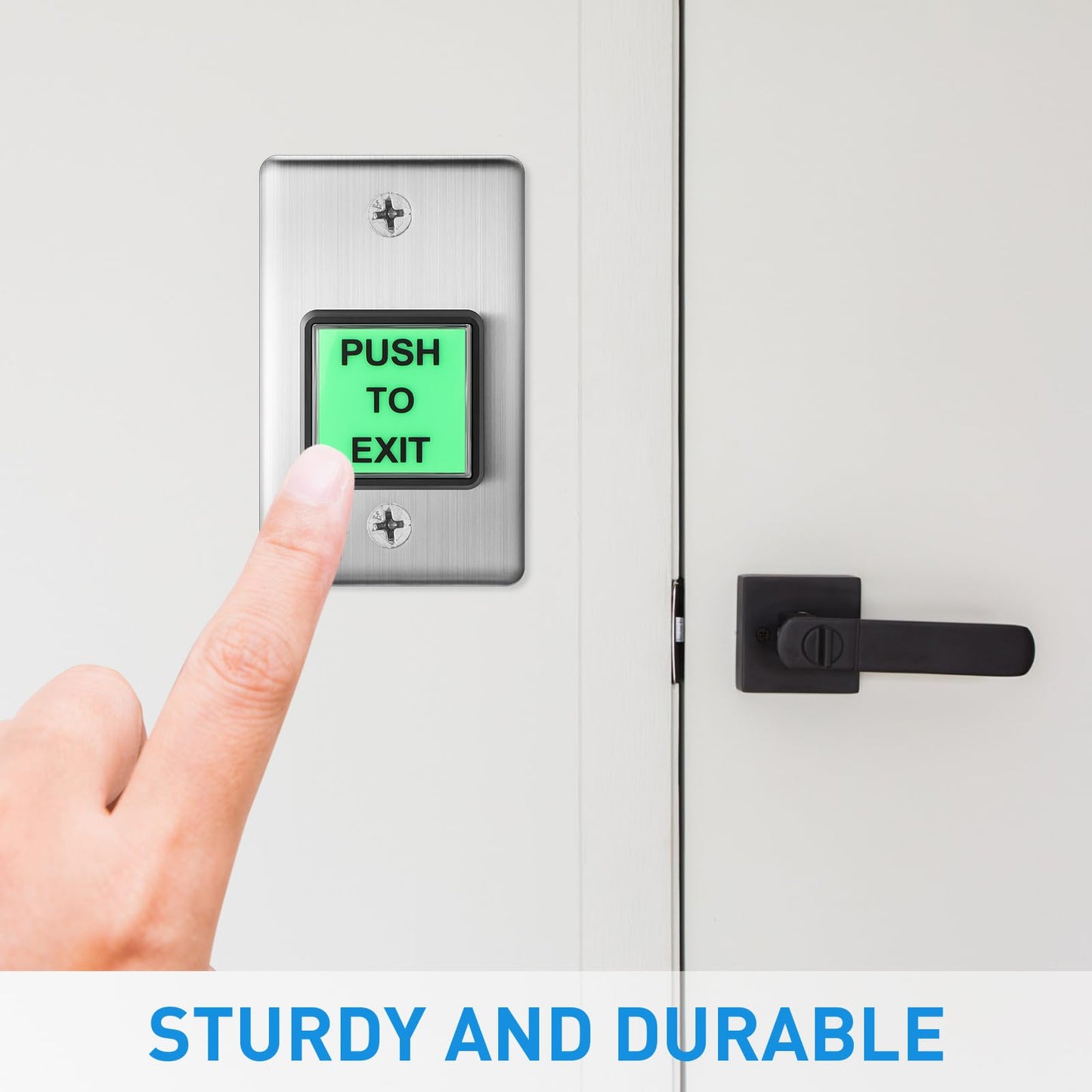 Tellegloww 4 Pcs Push to Exit Button Indoor Green Square Request to Exit Button Stainless Steel Wall Plate with Green LED Square