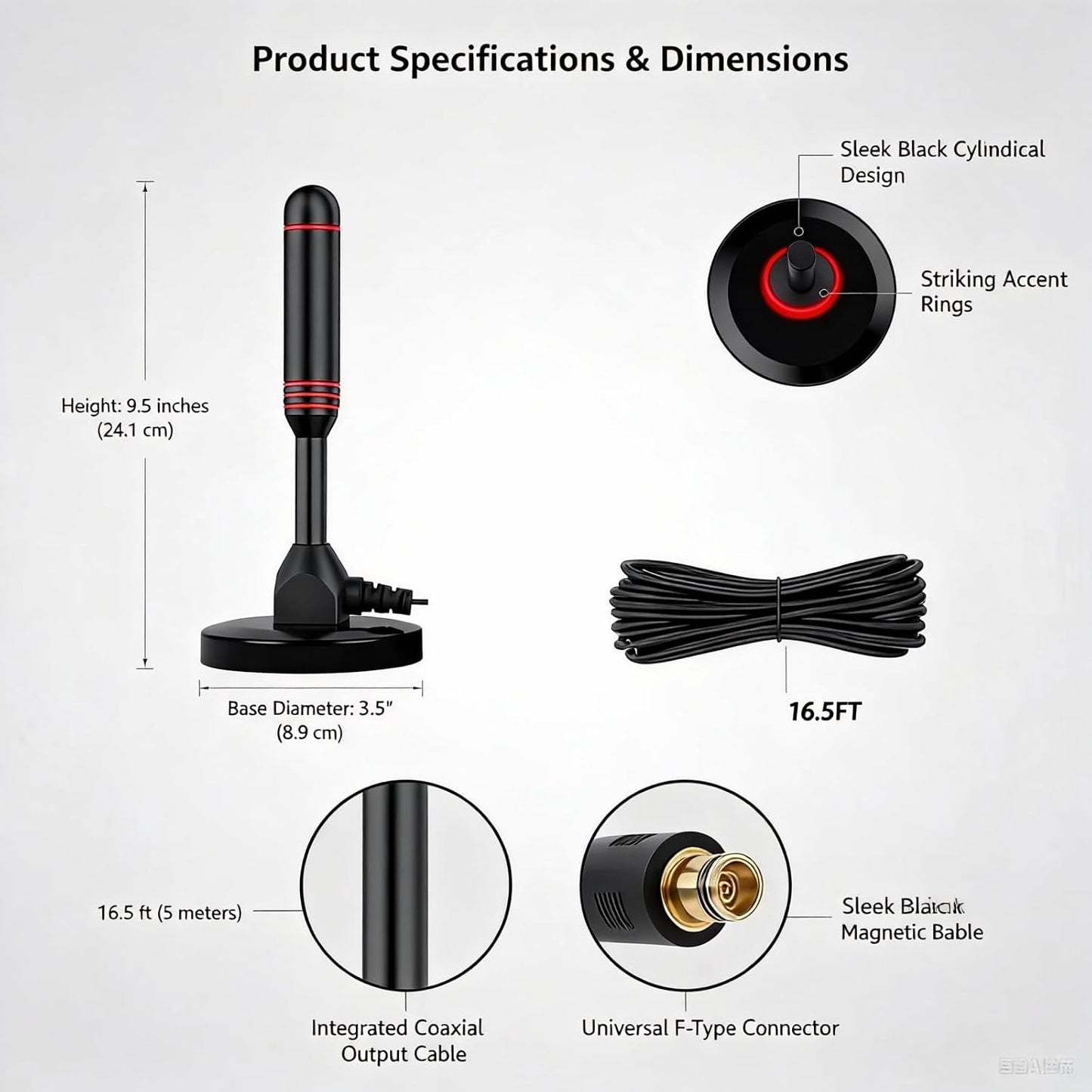 BAOZMINAN 4K 1080p,Easy Installation,16.5ft Cable,2 TV Antenna Smart TV Indoor,Long Range Reception for Local Channels