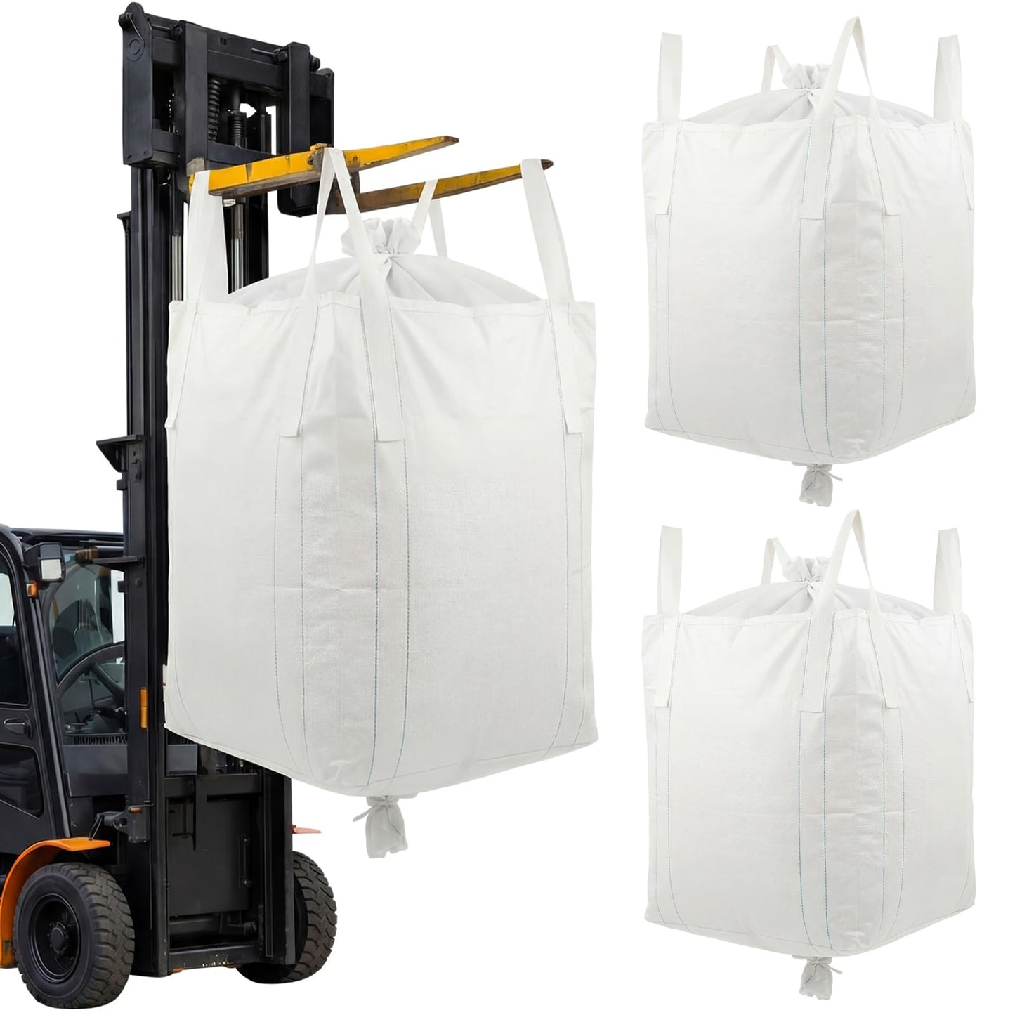 Aliceset 2 Pcs FIBC Sack Bag Bulk 1.5 Ton Bag 3300lbs SWL 35"L x 35"W x 43"H Heavy Duty Large Sand Sacks with Duffle Bottom Handle Polypropylene for Industrial Agriculture Transport Construction