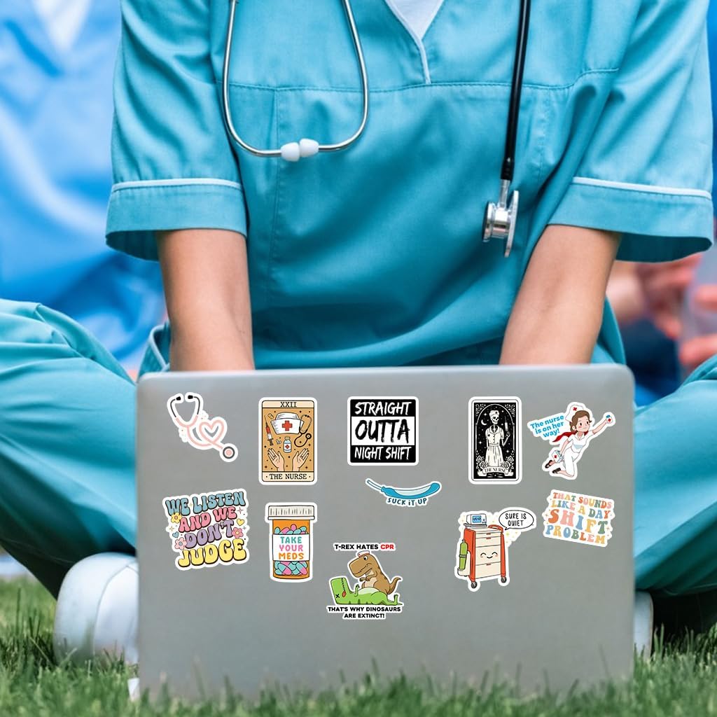 120Pcs Pack, Funny Nurse Stickers, Nursing Gift by Puraesla, Hilarious Sticker Medical Decals for Computer, Cups