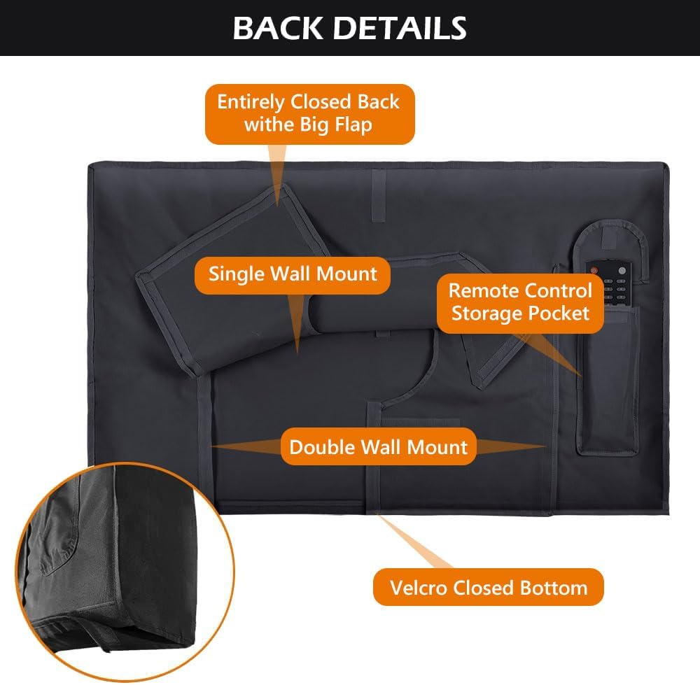 30-32 Inch 600D HOMEYA Outdoor TV Cover with Clear Scratch Resistant Front Flap + Bottom Cover, Weatherproof