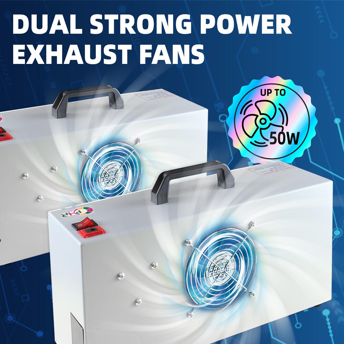 OPHIR 2 Sets of Portable Airbrush Spray Booth with 6 LED Lights, 2 Exhaust Hoses & 360° Turntables, Spray Paint Booth for Model Hobby Crafts, Foldable Ventilation Airbrush Booth for Indoor Painting