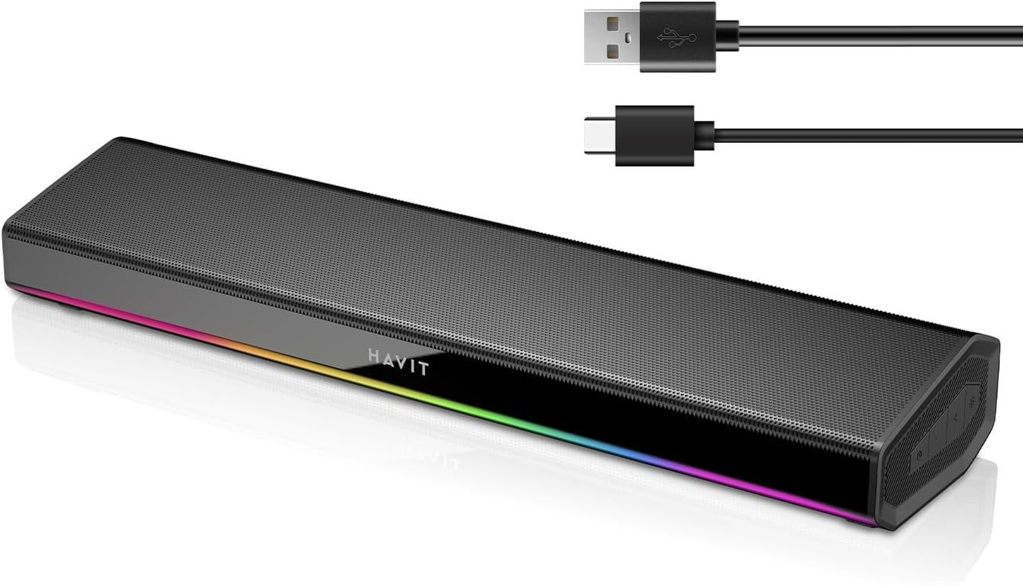 havit 5.3 Computer Speakers for Desktop PC, Bluetooth Pc Soundbar with Dynamic LED Light, HiFi Stereo, Poratble
