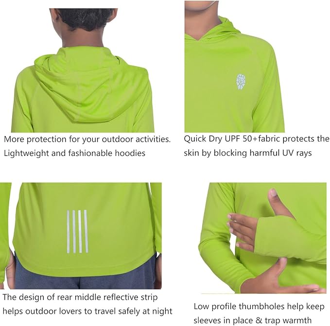 Hoodies for Boys Outdoor Recreation Shirts - Youth Athletic Tops Sun Protection UPF 50+