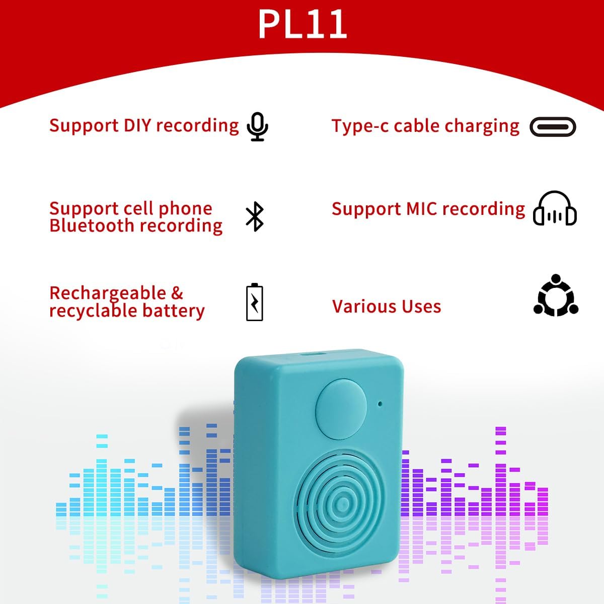XLW Speaker,16MB Box,16 Sound Module with Voice Recorder Box, Support Bluetooth & MIC Recording Audio Min Easy Sound