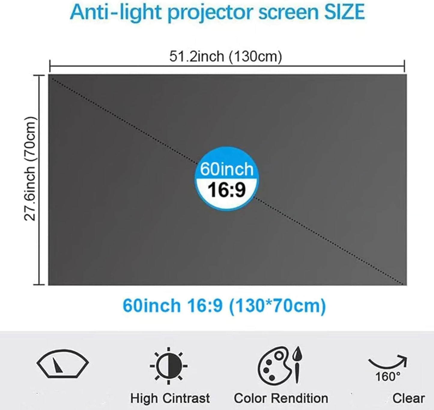 Generic 4k 16:9 Screen,160Wide (92in) Metal Lightproof Foldable Portable Movie Screen, HD Anti Light Projector Viewing